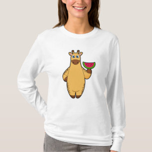 Giraffe at Eating with Watermelon T Shirt