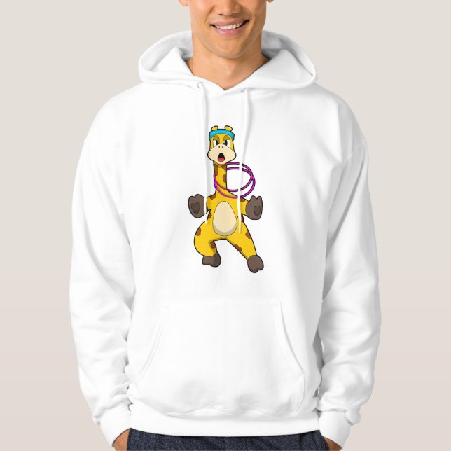 Giraffe at Fitness med Swing ring Hoodie (Framsida)