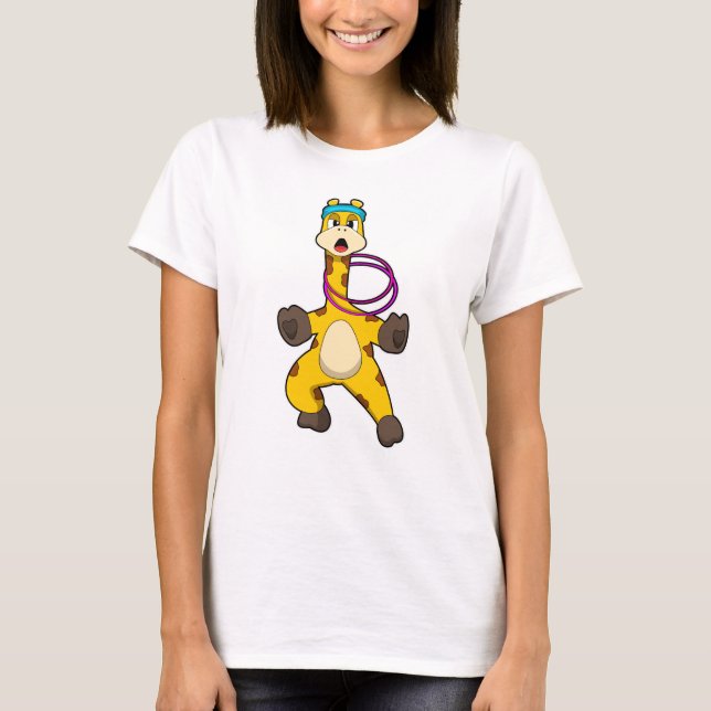 Giraffe at Fitness med Swing ring T Shirt (Framsida)
