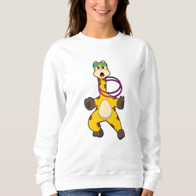 Giraffe at Fitness med Swing ring T Shirt (Framsida)