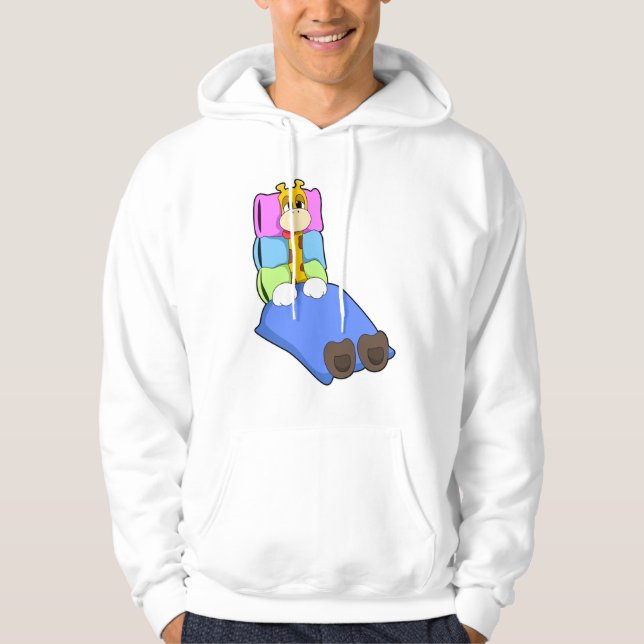 Giraffe at Sleeping with Blanket & Pillow Hoodie (Framsida)