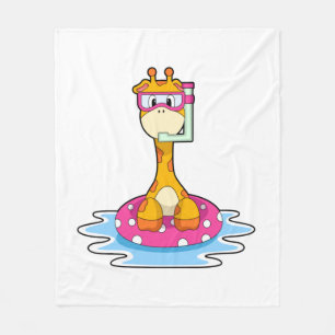 Giraffe at Swimming med Snorkel Fleecefilt
