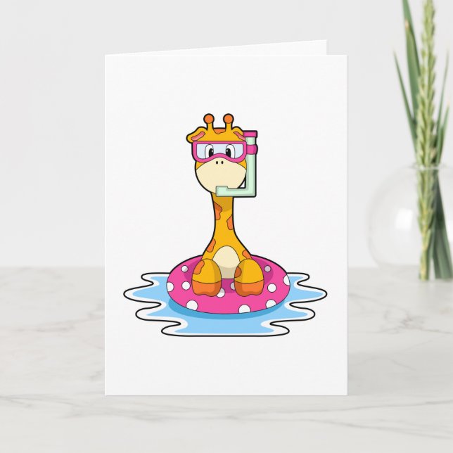 Giraffe at Swimming med Snorkel Kort (Framsida)