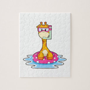 Giraffe at Swimming med Snorkel Pussel