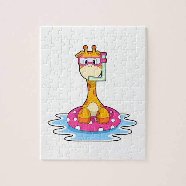 Giraffe at Swimming med Snorkel Pussel (Vertikal)