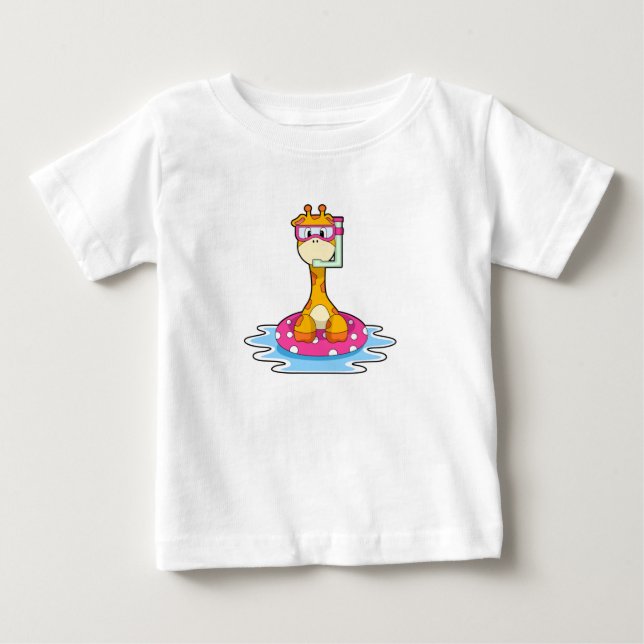 Giraffe at Swimming med Snorkel T Shirt (Framsida)