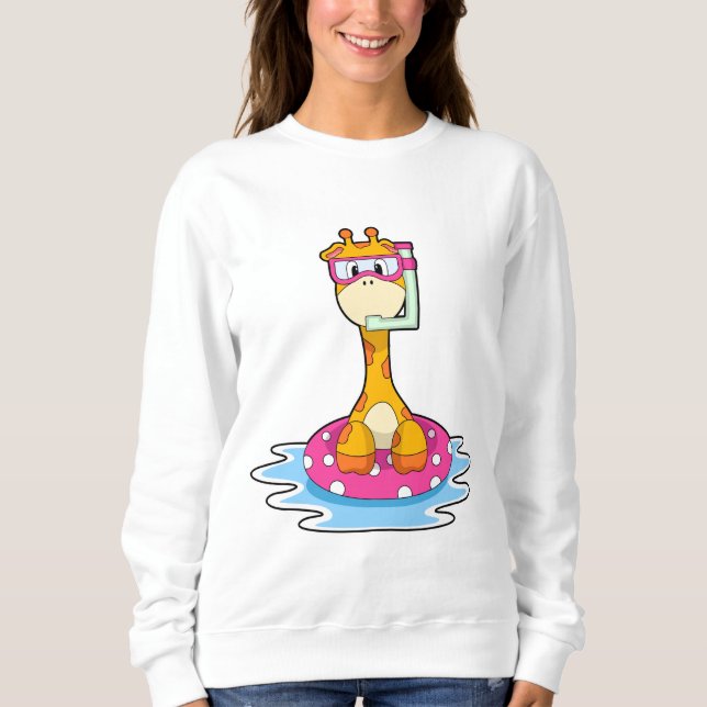 Giraffe at Swimming med Snorkel T Shirt (Framsida)