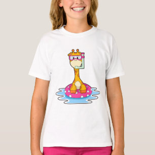 Giraffe at Swimming med Snorkel T Shirt