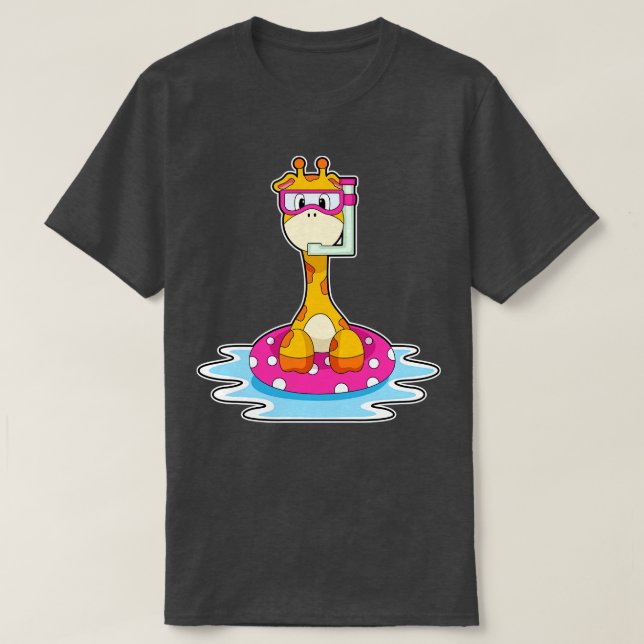 Giraffe at Swimming med Snorkel T Shirt (Design framsida)