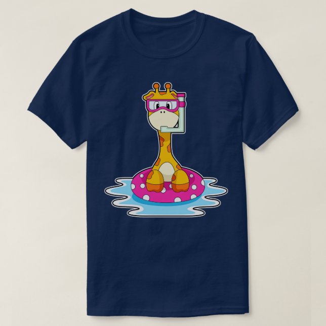 Giraffe at Swimming med Snorkel T Shirt (Design framsida)