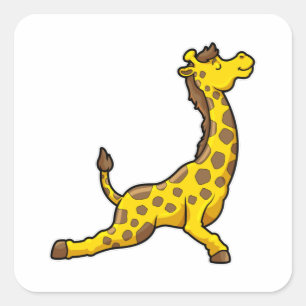 Giraffe at Yoga Stretching övningar Leg Fyrkantigt Klistermärke