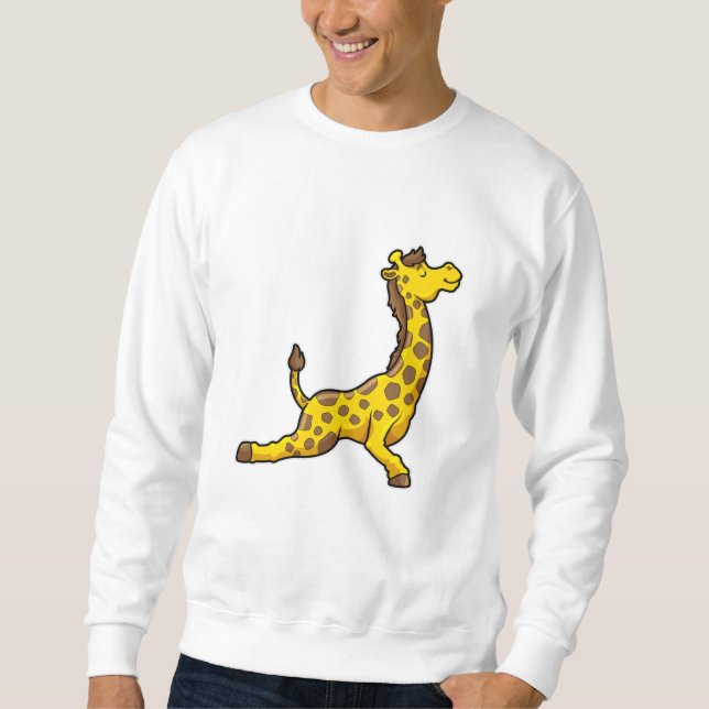 Giraffe at Yoga Stretching övningar Leg Lång Ärmad Tröja (Framsida)