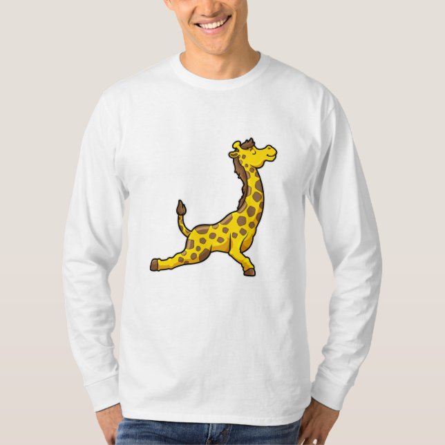 Giraffe at Yoga Stretching övningar Leg T Shirt (Framsida)
