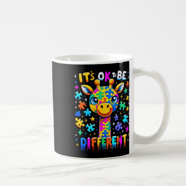Giraffe Autism Awareness Det är okej att vara anno Kaffemugg (Höger)