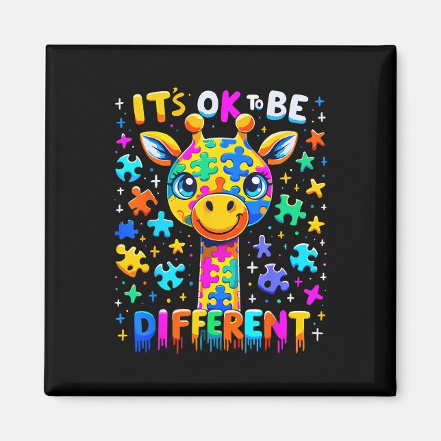 Giraffe Autism Medvetenhet Det är Ok Att Vara Anno Magnet (Framsidan)