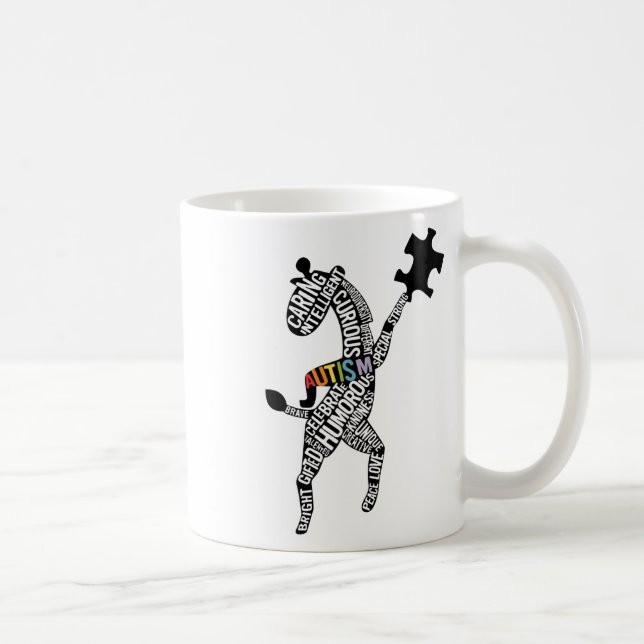 Giraffe Autism Puzzle Typography Kaffemugg (Höger)