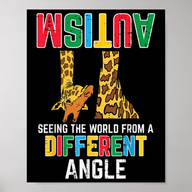 Giraffe Autism ser världen annorlunda Vinkel Poster (Framsidan)