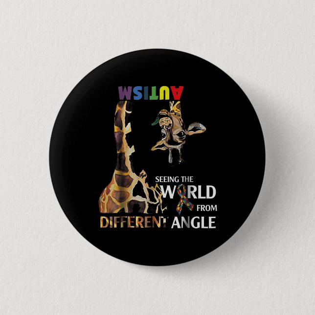 Giraffe Autism ser världen från olika håll Knapp (Framsida)