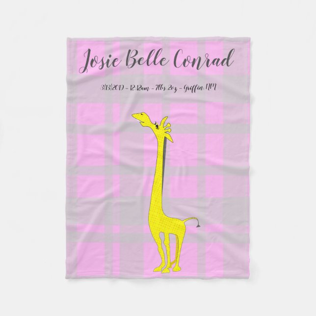 Giraffe Baby Birth Stats Fleecefilt (Framsidan)