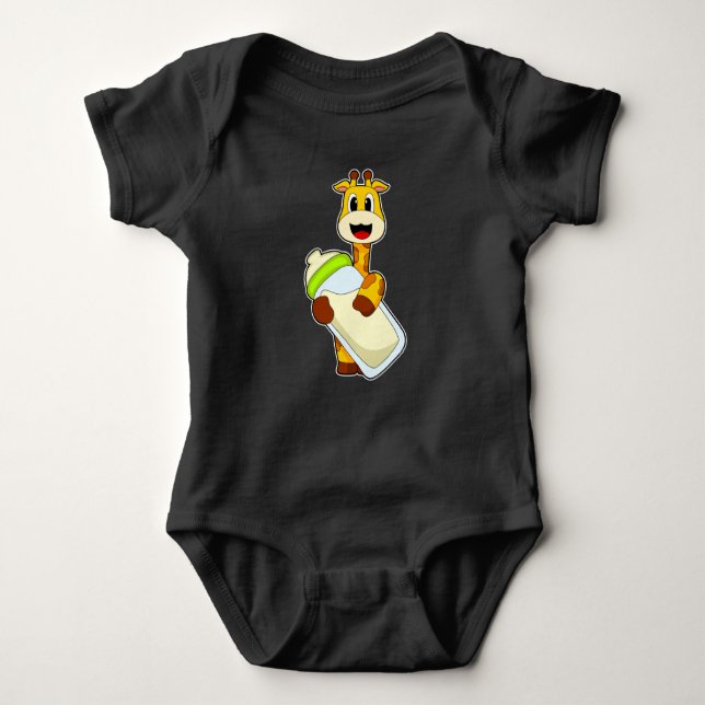 Giraffe Baby flaska Mjölk T Shirt (Framsida)