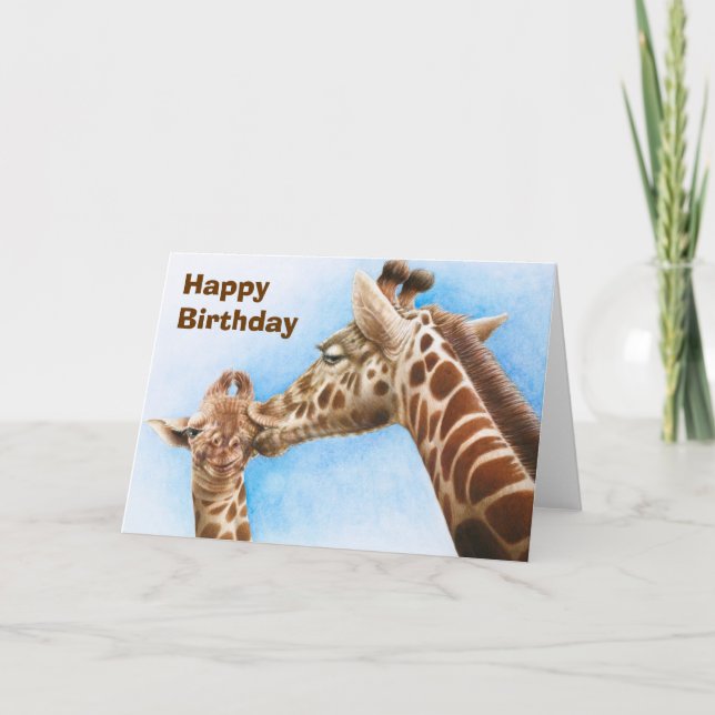 Giraffe & Baby-födelsedagskort Kort (Framsida)