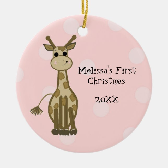 Giraffe Baby Första jul Julgransprydnad Keramik (Framsidan)