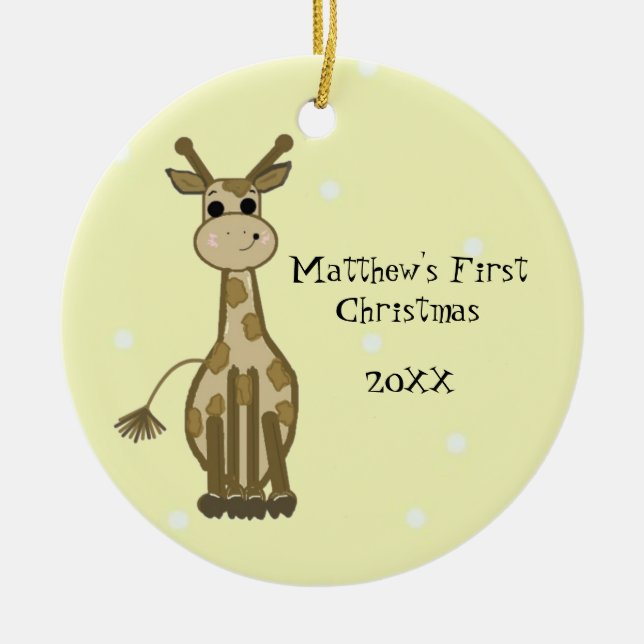 Giraffe Baby Första jul Julgransprydnad Keramik (Framsidan)