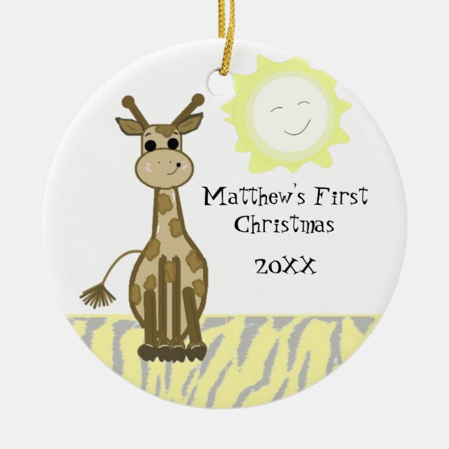 Giraffe Baby Första jul Julgransprydnad Keramik (Framsidan)