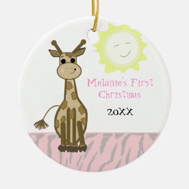 Giraffe Baby Första jul Julgransprydnad Keramik (Framsidan)