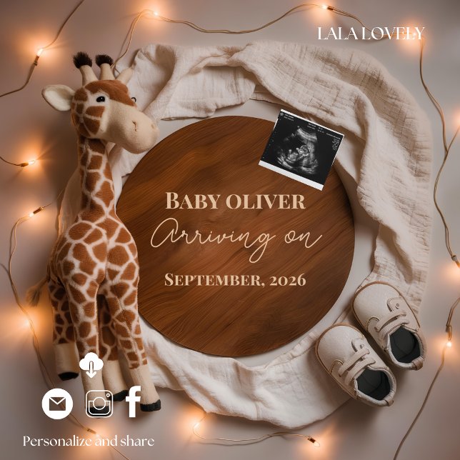  giraffe baby reveal pregnancy announcement card meddelande (Skapare uppladdad)