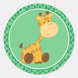 Giraffe | Baby Safari Animals Round Sticker Runt Klistermärke