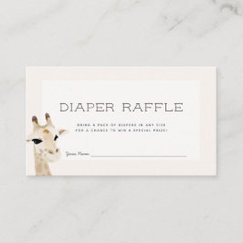 Giraffe Baby Shower Beige Diaper Raffle Biljett Tilläggskort