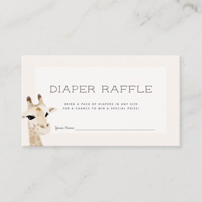 Giraffe Baby Shower Beige Diaper Raffle Biljett Tilläggskort (Framsida)