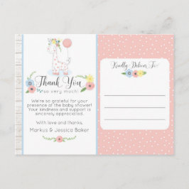 Giraffe Baby Shower Cute Blommigt Tack Photo Vykort