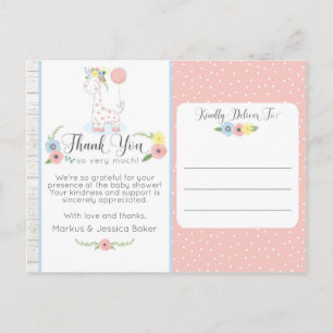 Giraffe Baby Shower Cute Blommigt Tack Photo Vykort
