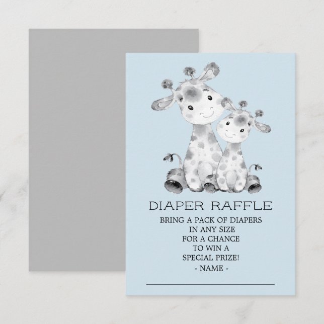 Giraffe Baby Shower Diaper Raffle Biljett Inbjudningar (Fram/baksida)