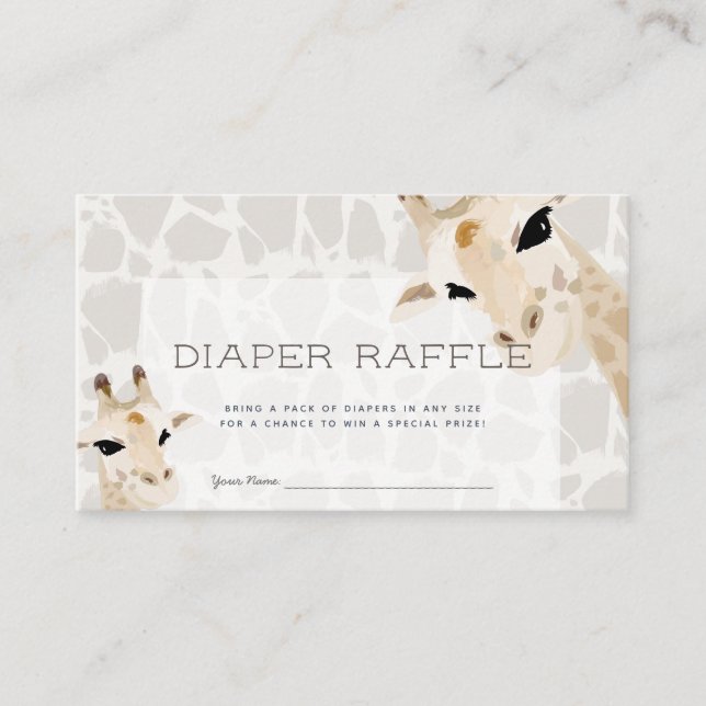 Giraffe Baby Shower Diaper Raffle Biljett Tilläggskort (Framsida)