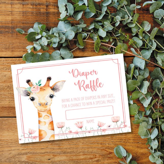 Giraffe Baby Shower Diaper Raffle Card Bordsnummer (Skapare uppladdad)