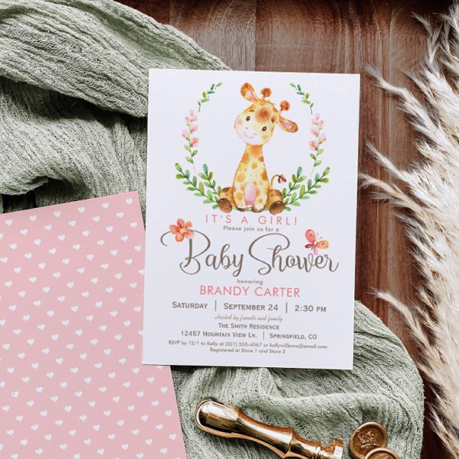 Giraffe Baby Shower, flicka Inbjudningar (Skapare uppladdad)