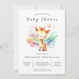Giraffe Baby Shower för Rustic-utskrift Inbjudningar