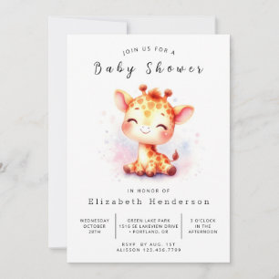 Giraffe Baby Shower för utskrift av snyggt Inbjudningar
