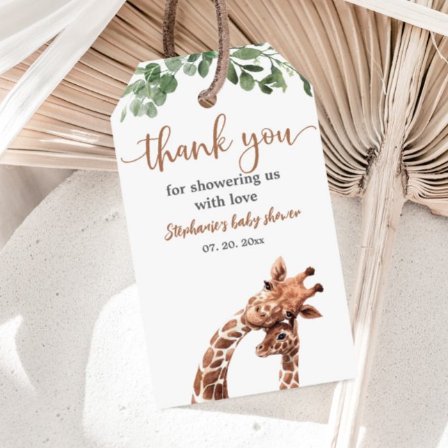 Giraffe Baby Shower Märkre Presentetikett (Skapare uppladdad)