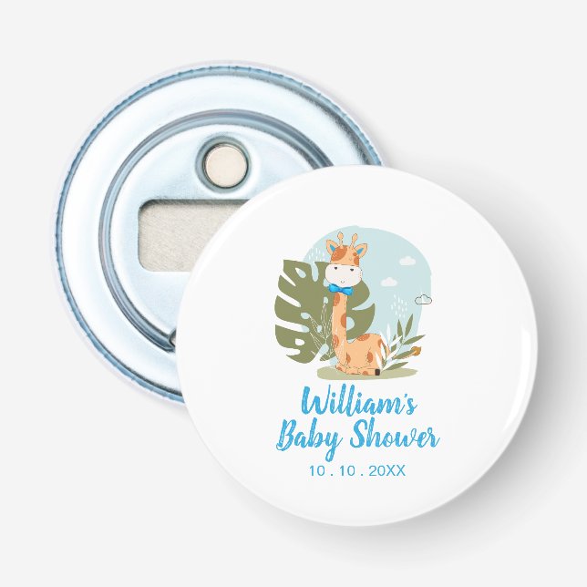 Giraffe Baby Shower Napkin (Boy Safari Animal) Flasköppnare (Framsidan)