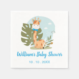 Giraffe Baby Shower Napkin (Boy Safari Animal) Pappersservett
