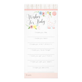 Giraffe Baby Shower Önskemål Game Rustic Blommigt Reklamkort