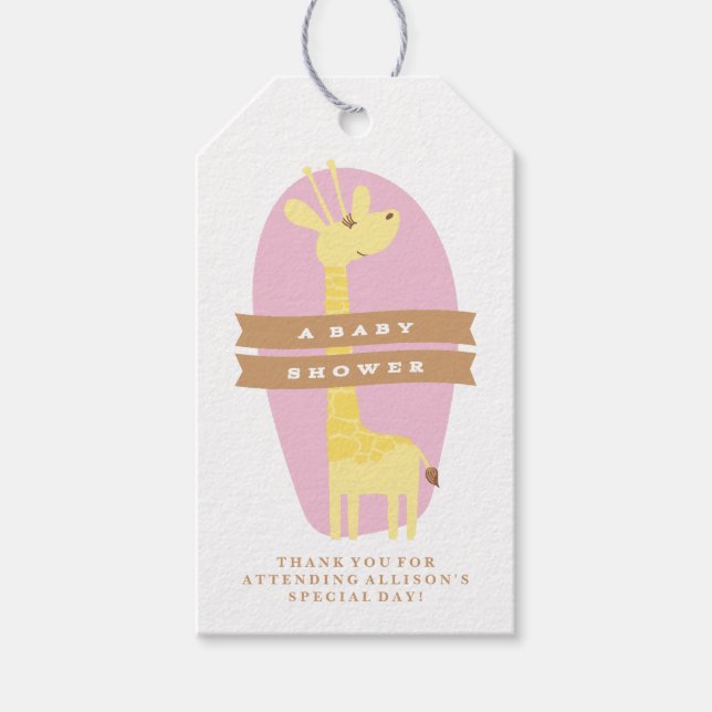 Giraffe Baby Shower Tack Gift Märkre Presentetikett (Framsidan)