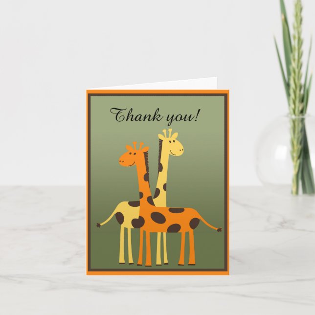 Giraffe Baby Shower Tackkort Card (Framsida)