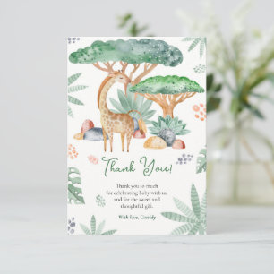Giraffe Baby Shower vattenfärgstropiska djur Tack Kort
