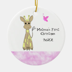 Giraffe Baby under Första jul Julgransprydnad Keramik