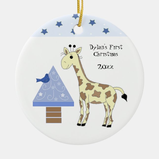 Giraffe Baby under Första jul Julgransprydnad Keramik (Framsidan)